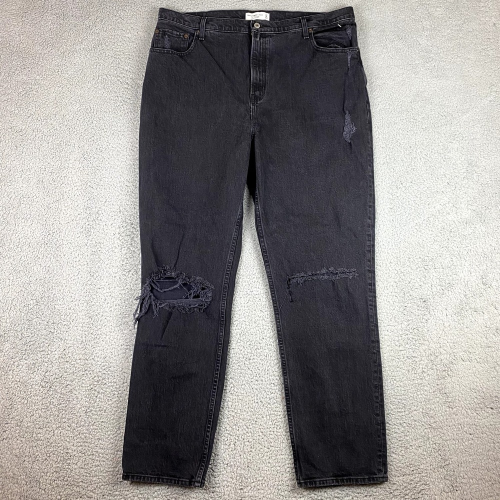 18 tall Abercrombie & Fitch High Rise Distressed Black Jeans